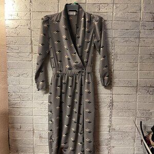 Albert Nipon Executive Dress – Geometric Wrap Midi – Vintage